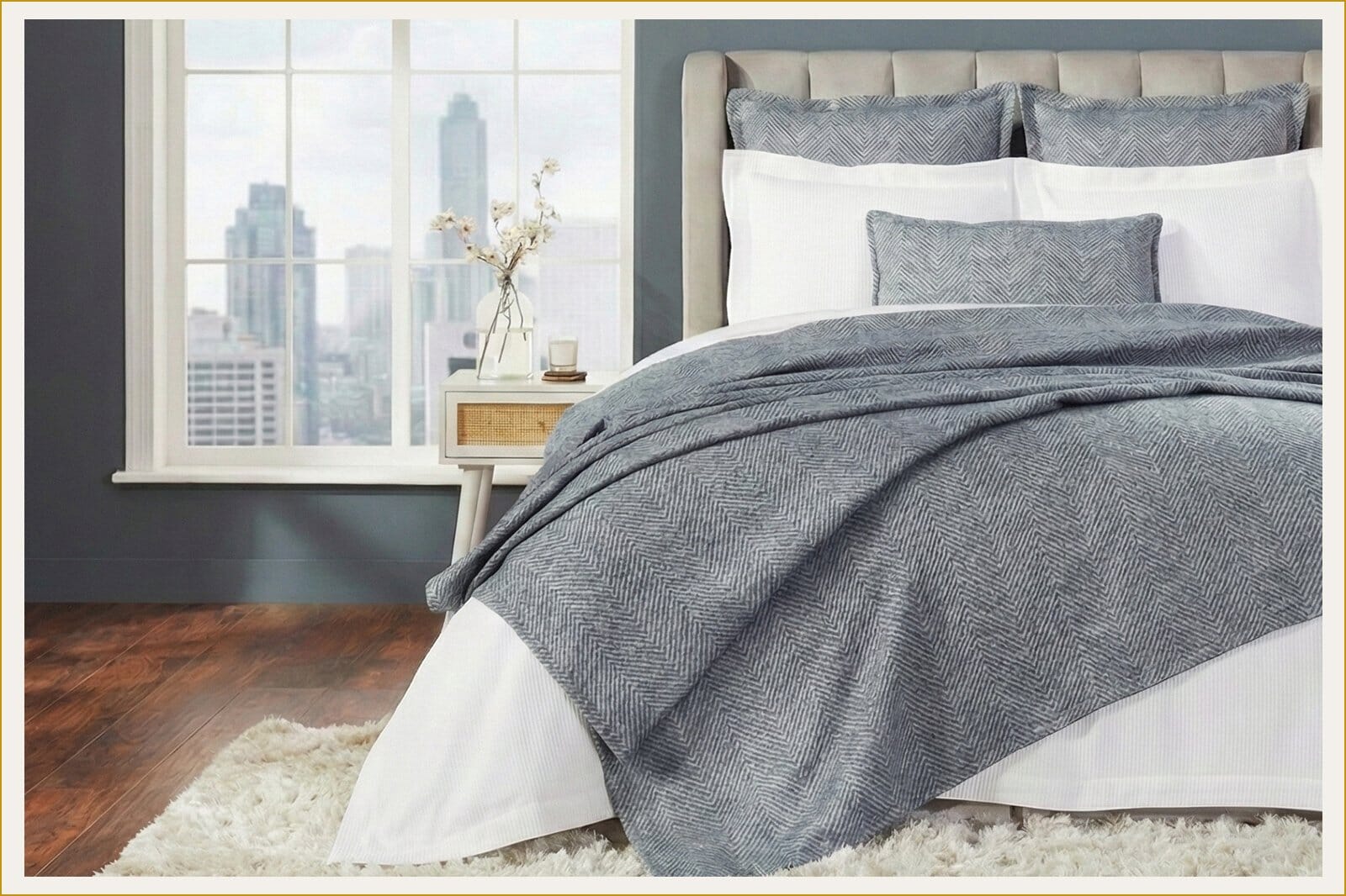 Pet Friendly Bedding Styled In A Modern Bedroom With Layered Pillows And A Textured Blanket. Durable, Easy-Care Pet Friendly Bedding Designed For Everyday Comfort And A Clean, Stylish Sleep Space.