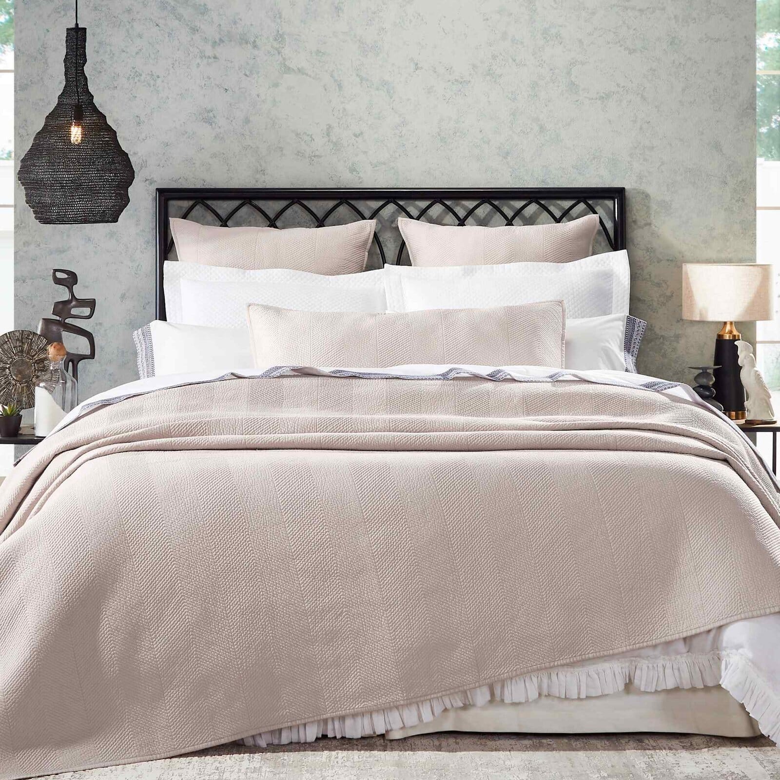 Athena Chevron Quilted Sateen Coverlet