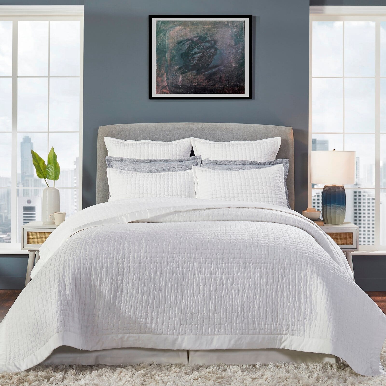 Malibu Square Quilted Silk Coverlet - Clearance