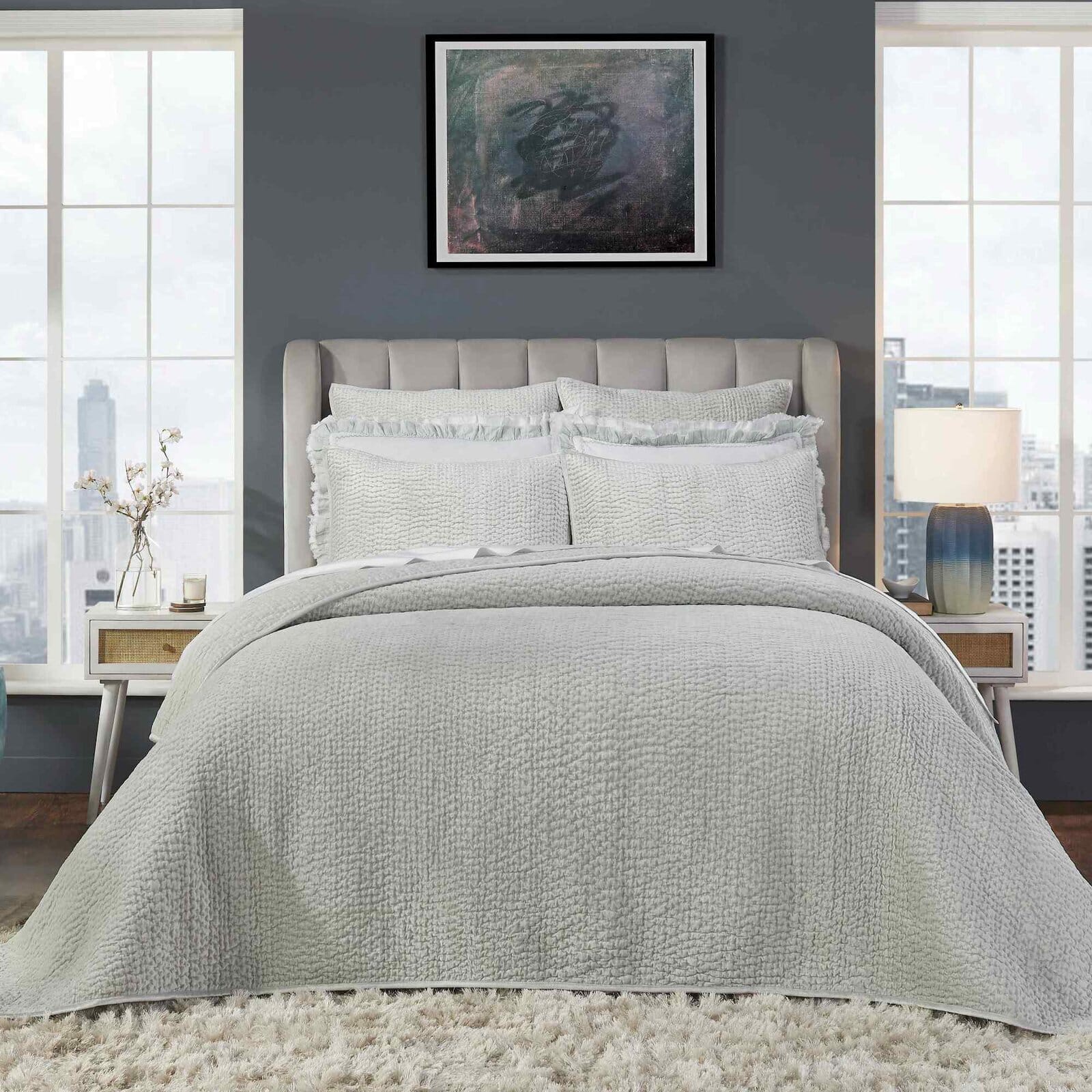 Laguna Pick Stitch Velvet Coverlet