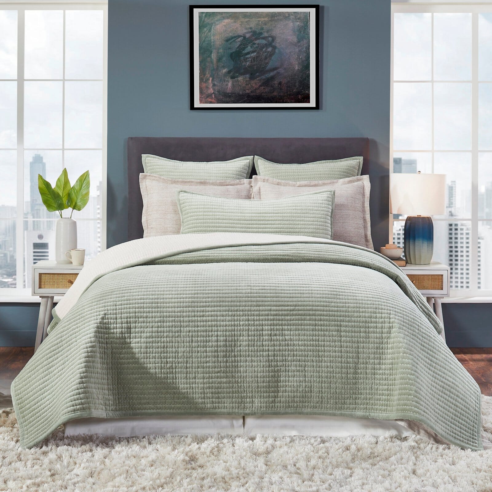 Milton Channel Stitched Velvet Coverlet