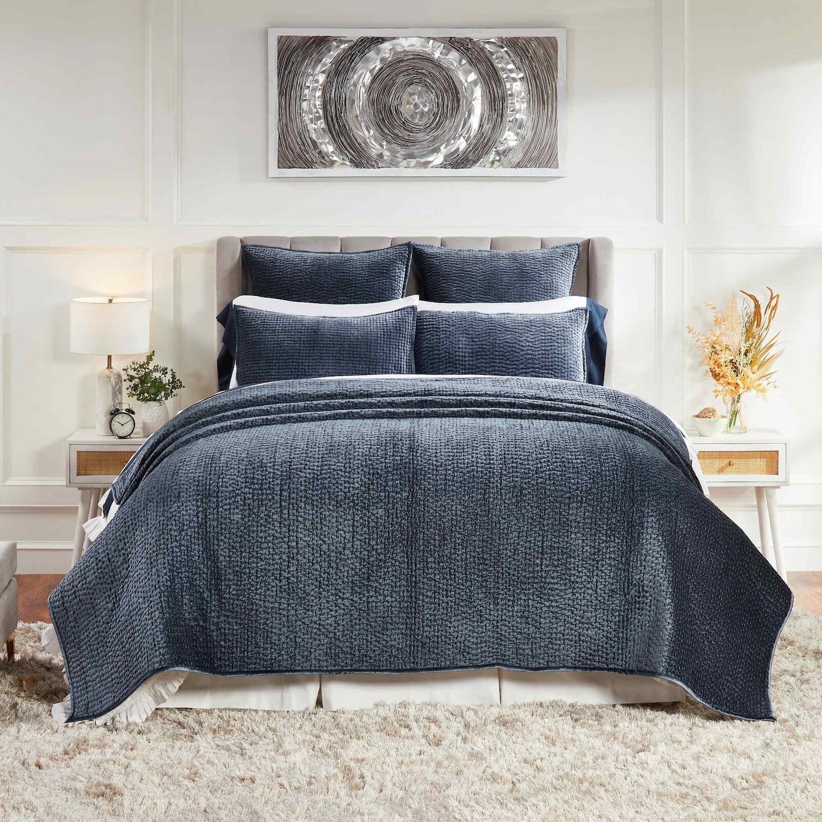 Laguna Pick Stitch Velvet Coverlet