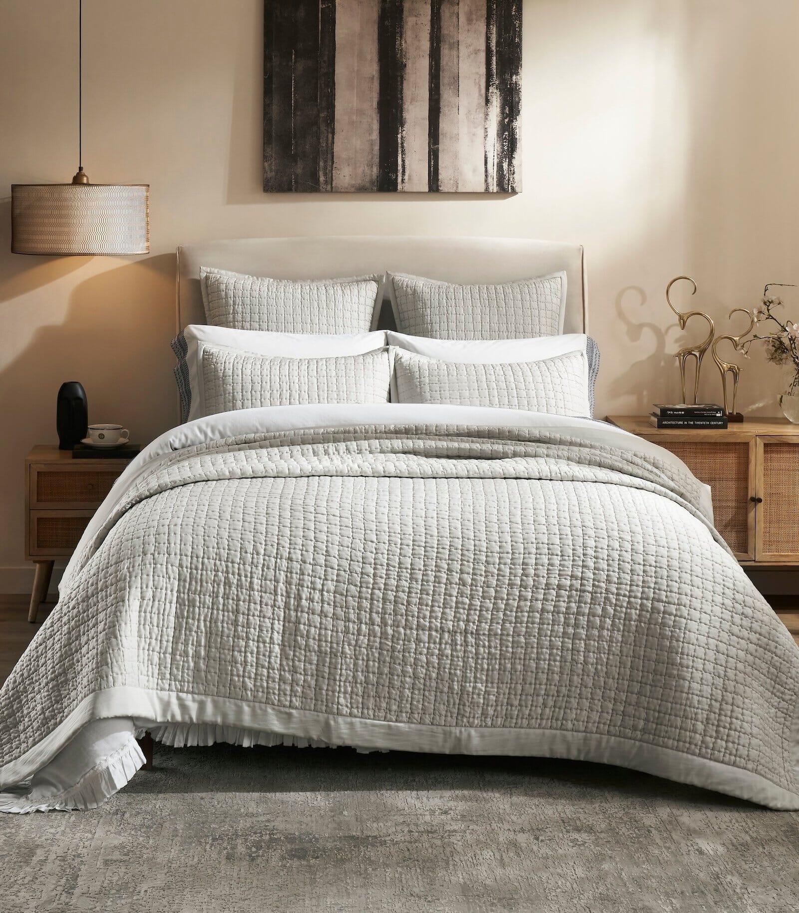 Malibu Square Quilted Silk Coverlet