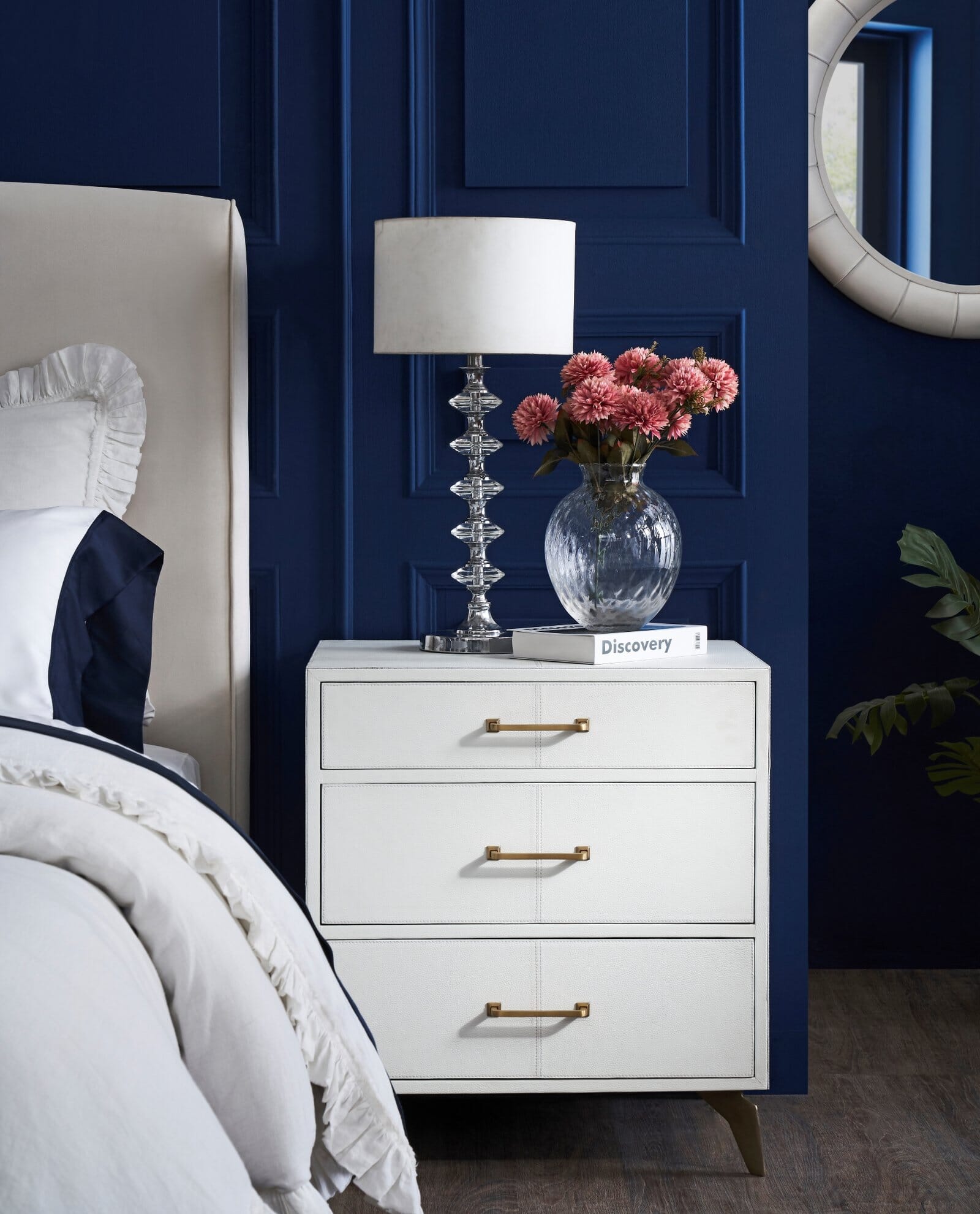 Berkeley Three Drawer Leather Side Table