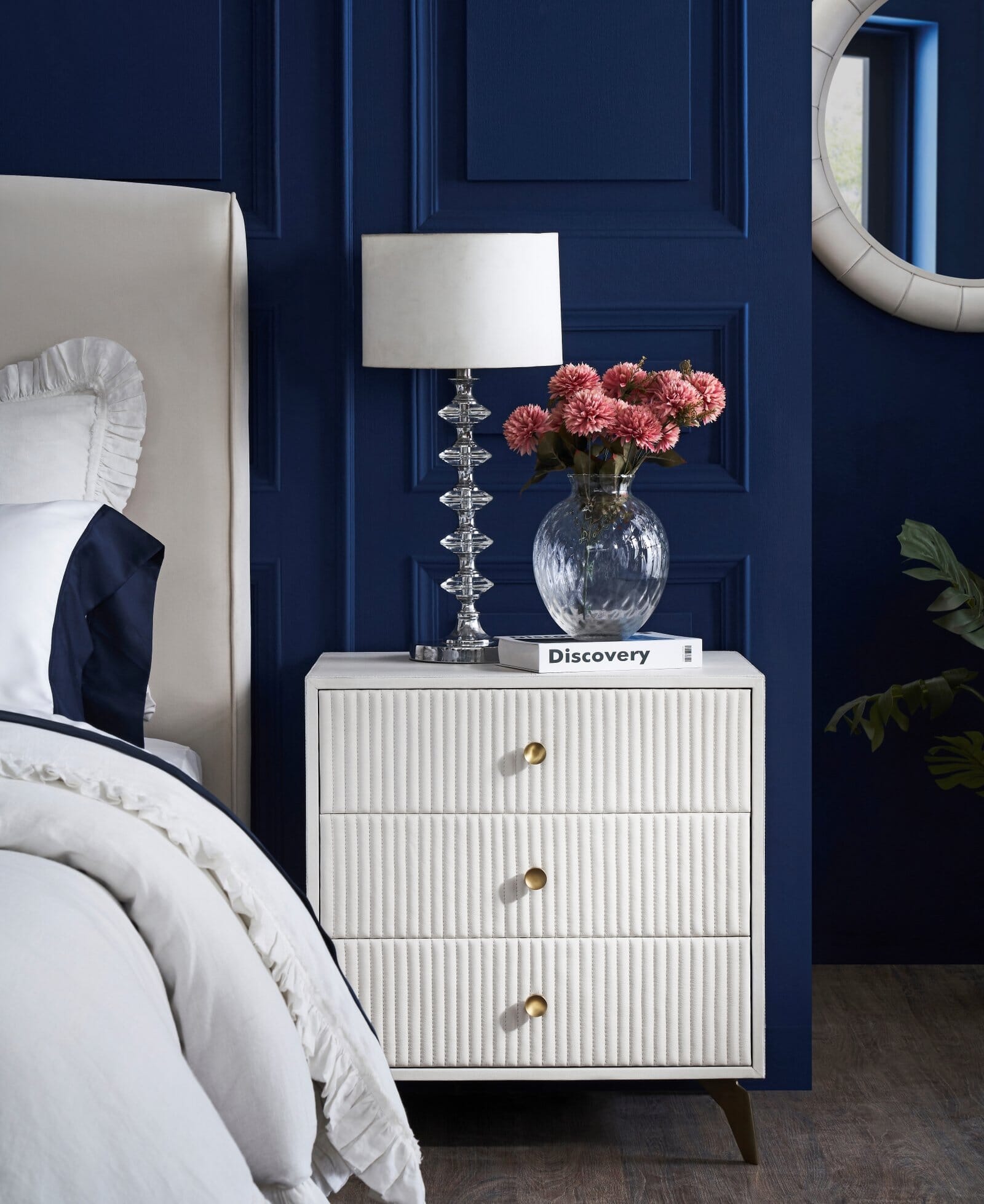 Stanford Three Drawer Leather Side Table