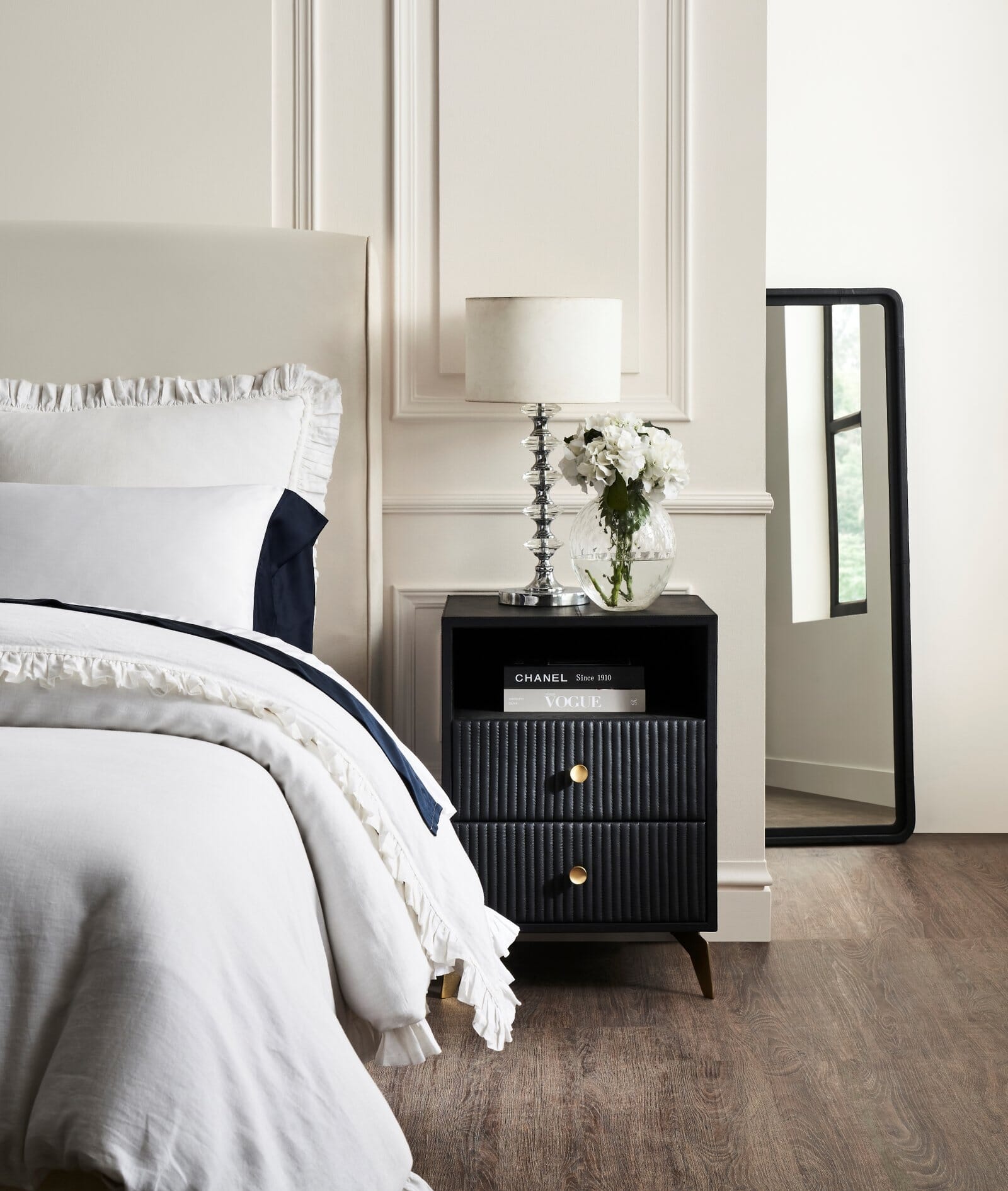 Stanford Two Drawer Leather Side Table