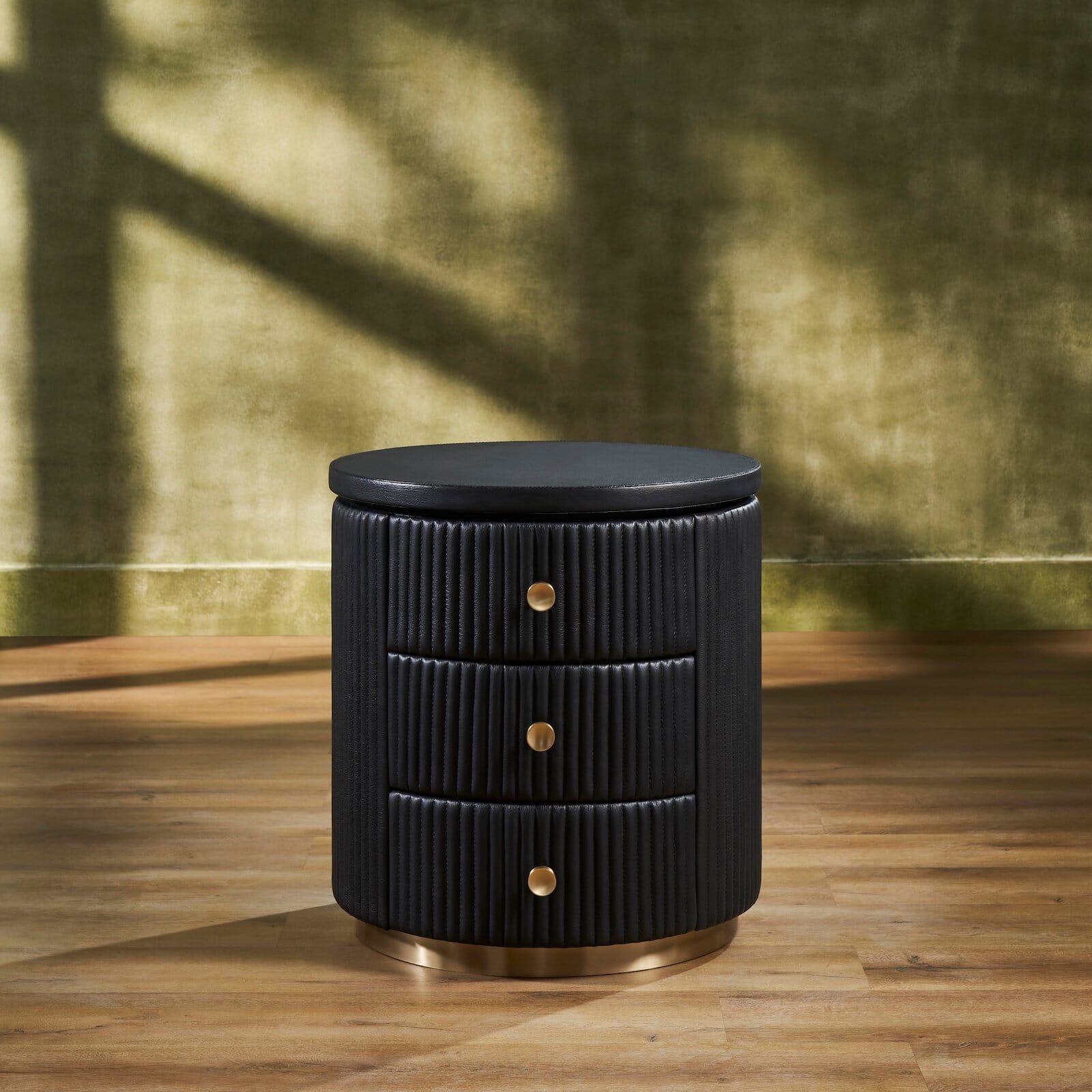 Stanford Round Leather Side Table