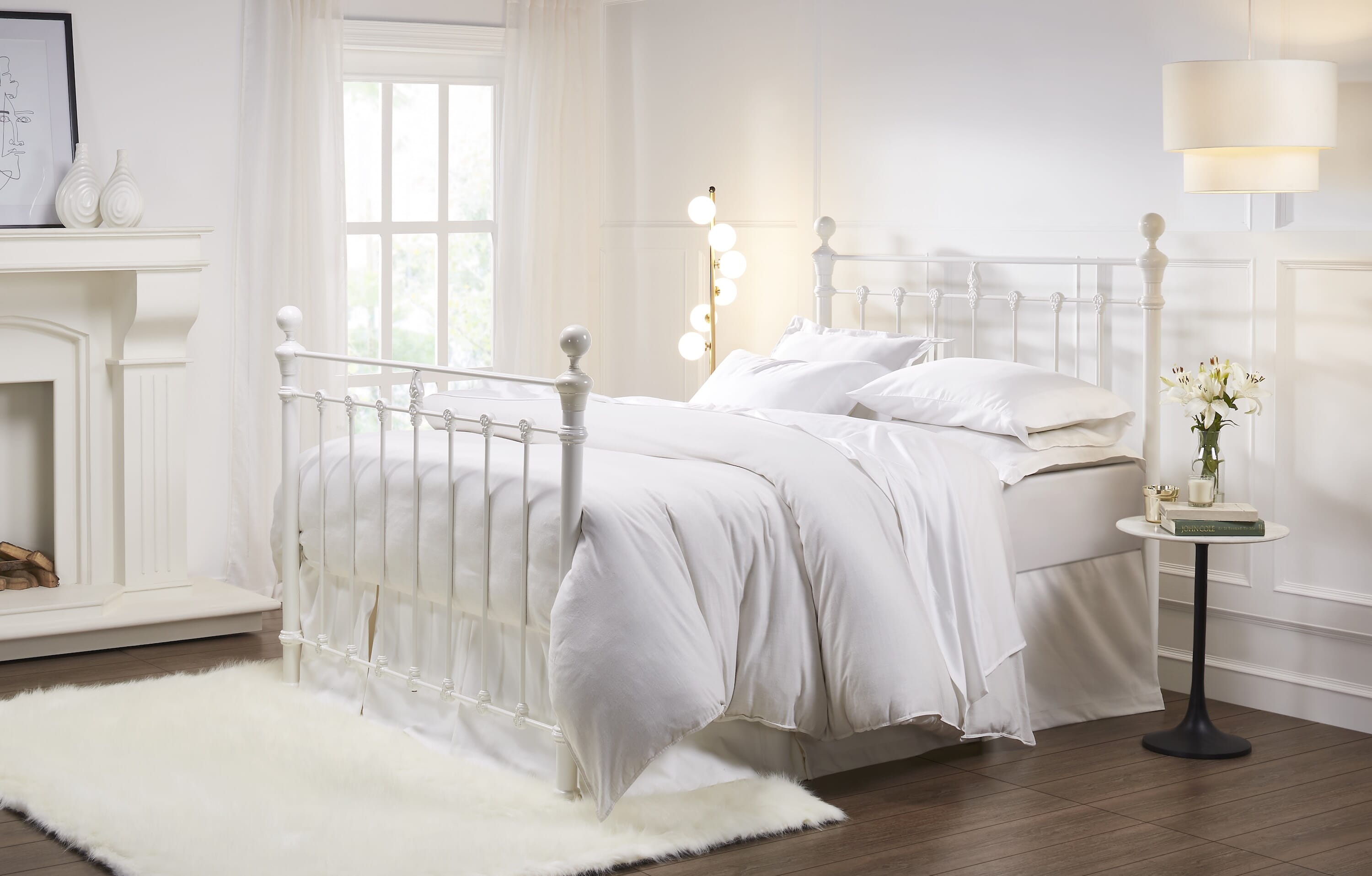 Castile Metal Bed Solo Satin White