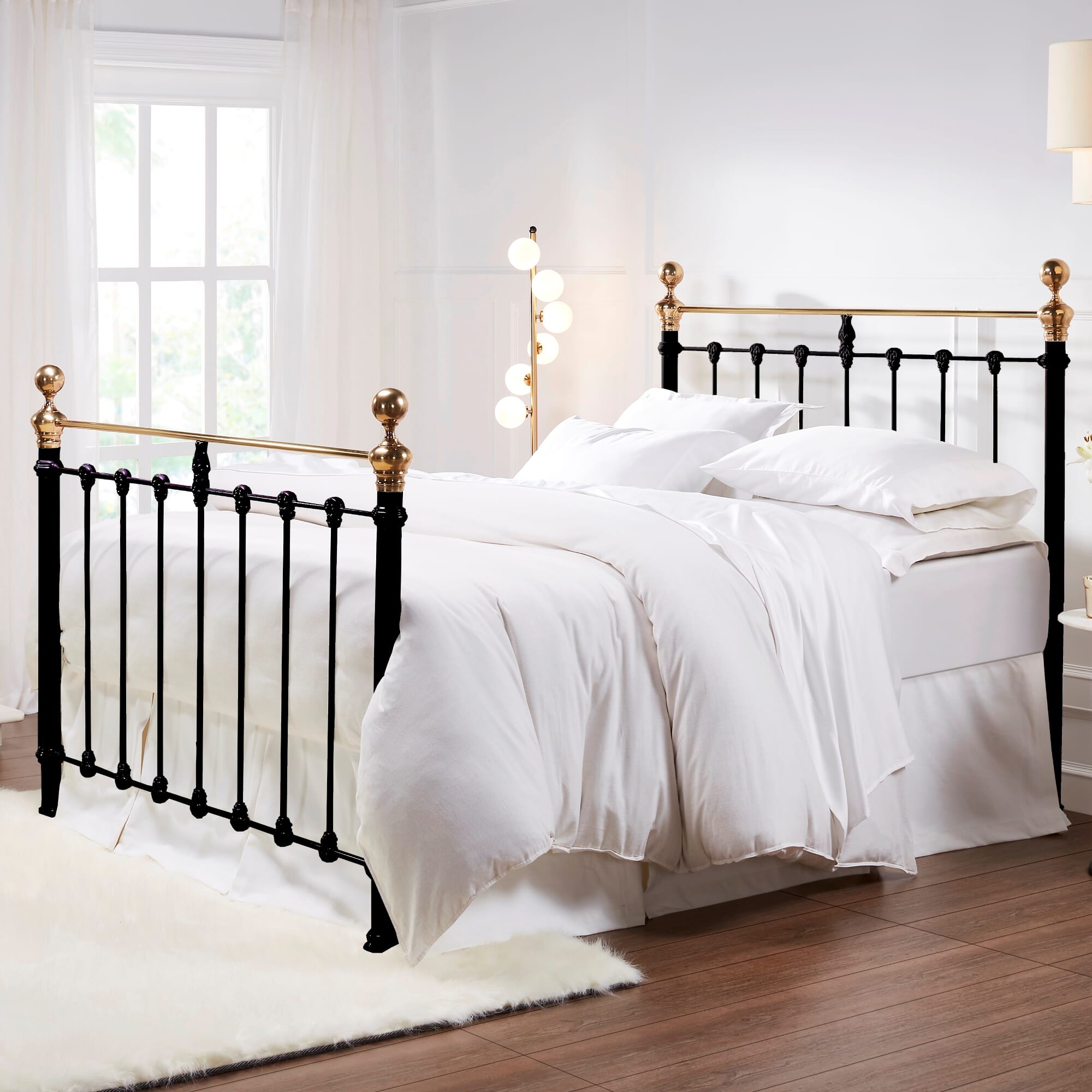 Castile Metal Bed Satin Black With Brass