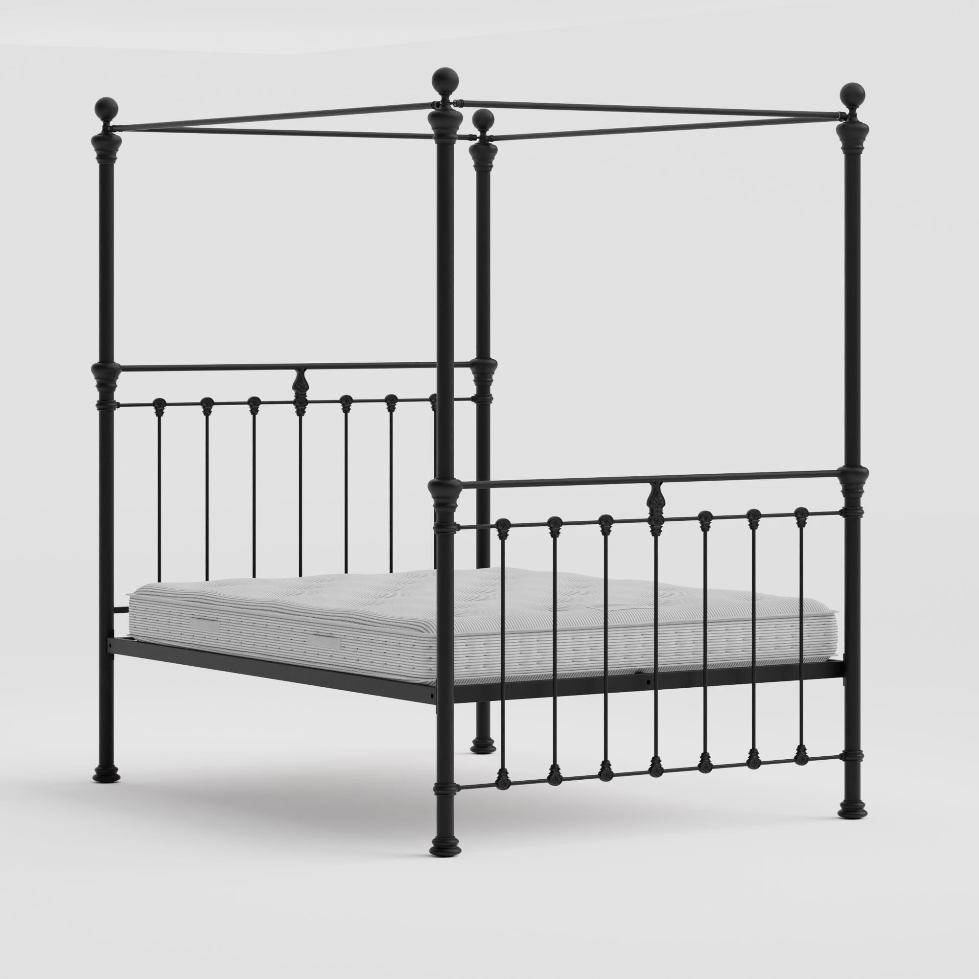 Four Poster Castile Metal Bed Solo Satin Black
