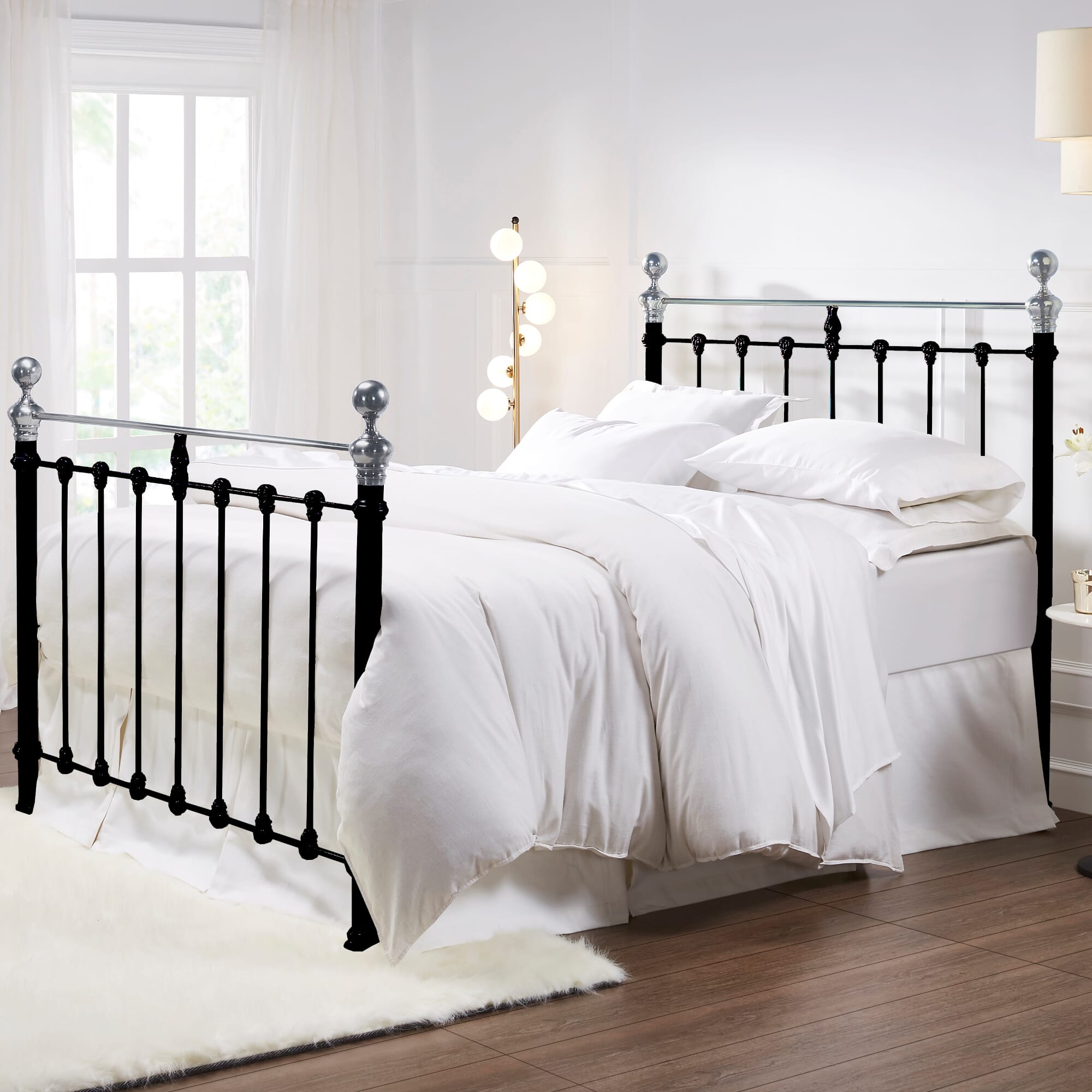 Castile Metal Bed Satin Black With Chromo